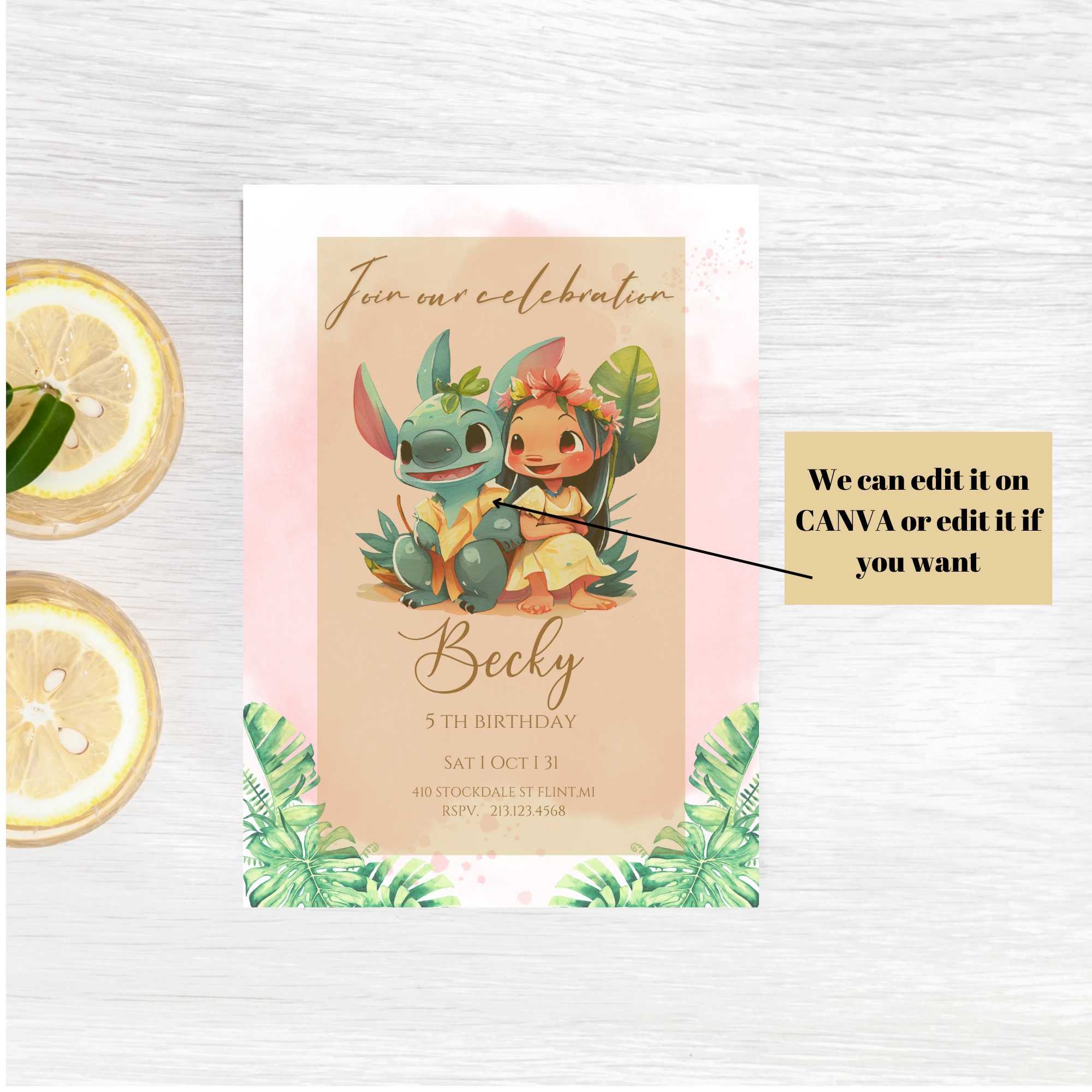 Lilo and Stitch Birthday Invitation Template Personalized - Etsy