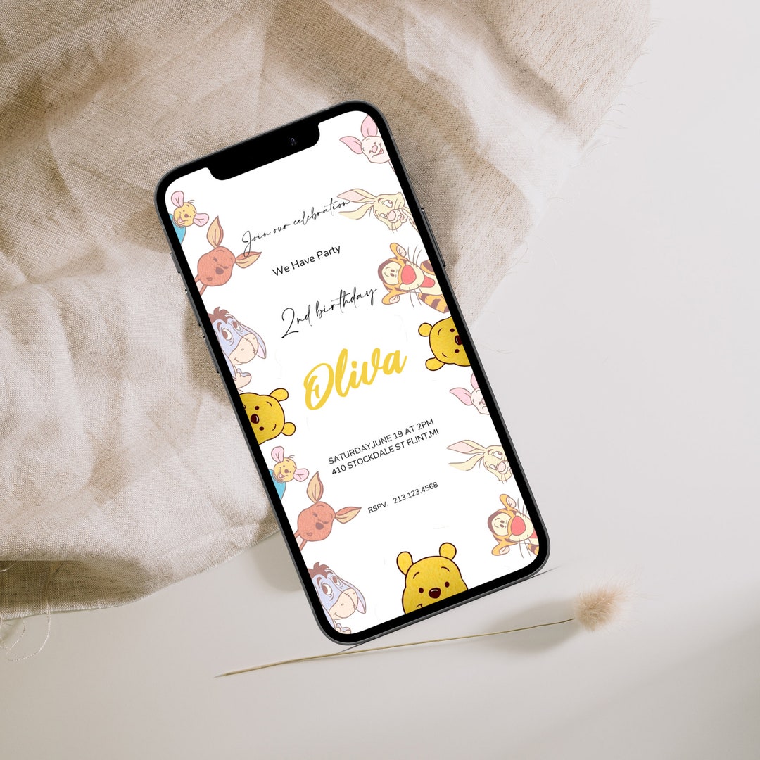Electronic Winnie the Pooh Evite, Classic Winnie the Pooh Birthday