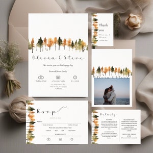 Herbsthochzeitseinladungen, Herbsthochzeitseinladungsvorlage, rustikale Hochzeitseinladungsvorlagen, Herbsthochzeitseinladung mit RSVP-Set