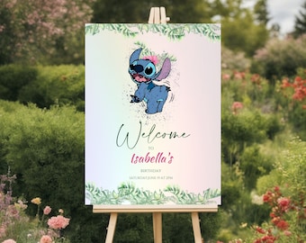 Stitch Welcome Sign, Stitch Birthday Girl Invitation Template, Welcome Sign Template, Stitch Party Invite, Stitch and Lilo, Instant Download