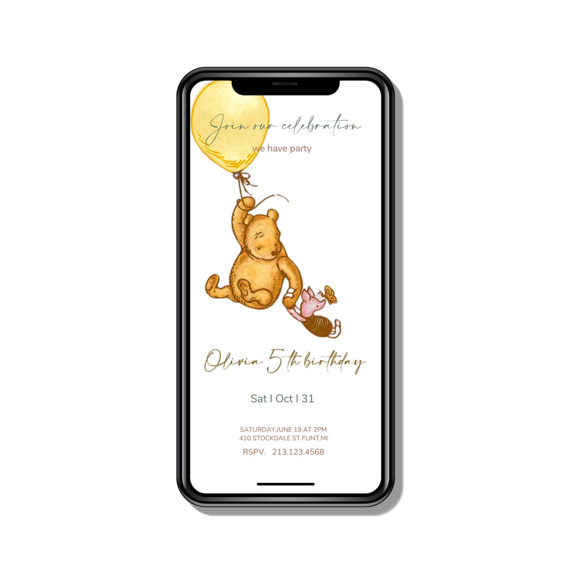 Winnie the Pooh Evite Classic Winnie the Pooh Birthday Evite Etsy