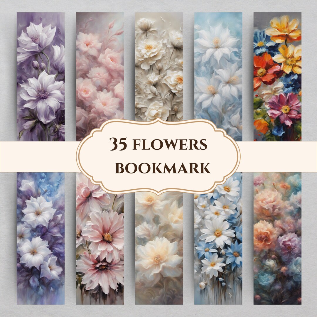 Flowers Bookmark Printable, Book Lovers Designs, Digital Letter Size ...