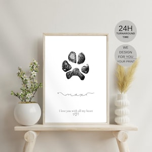 Custom Pet Paw Print from Photo, Digital Dog Paw Prints, Dog Memorial Gift for Pet Loss, Personalized Paw Print Keepsake for Pet Lovers