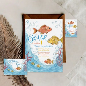 Under the Sea Invitation Editable Template, Oneder the Sea Birthday Invite Printable, 1st Birthday Invite, Ocean Animals Under the Sea