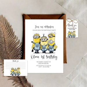 Editable Minion Birthday Invitation, Boy and Girl Kids invitation, Birthday Invitation, Template Editable Printable, Instant Download V2