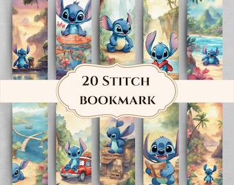 Lilo and Stitch Bookmark Printable, Book Lovers Designs, Digital Letter Size 11x8.5 PDF, Separate PNGs, Digital Bookmark, Instant Download