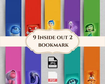 Inside Out 2 Bookmark Printable, Inside Out 2 Gift, Bookmark Gift, PDF, Separate PNGs Bookmarks, PDF Digital Bookmark, Instant Download