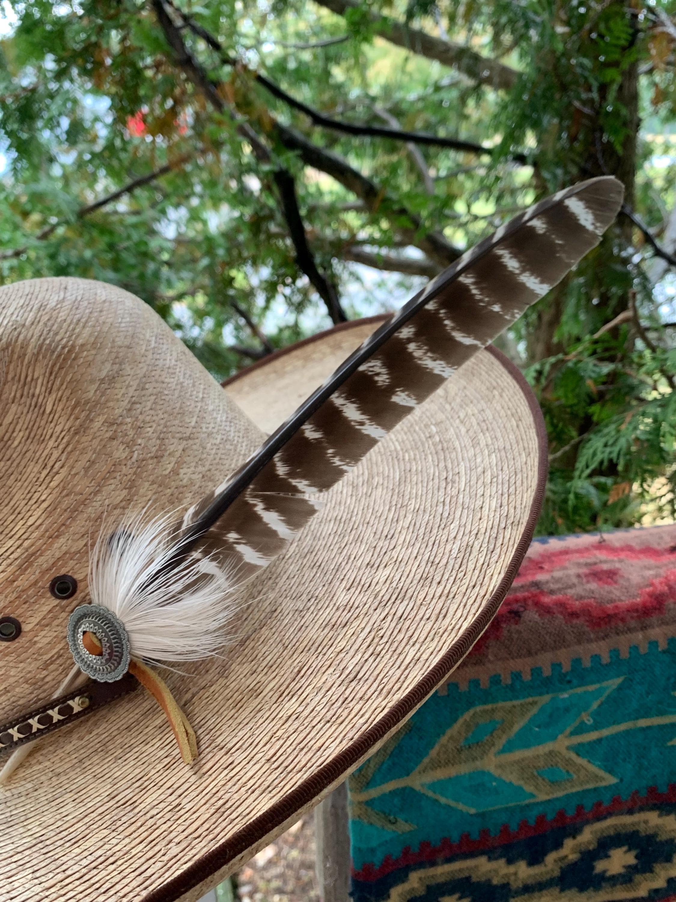 Vintage cowboy hat with Feather Accent Vintage Off-White Wool Hat with Feather Accent by Sonni San  main image 2