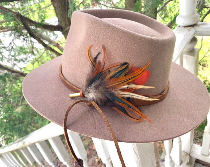 Unique Fedora Hat Feather, Brass Gun Shell Hat Accessories, Fedora Hat