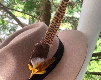 Wide Brim Fedora With Feather Fedora Hat Feather, Hat Accessories