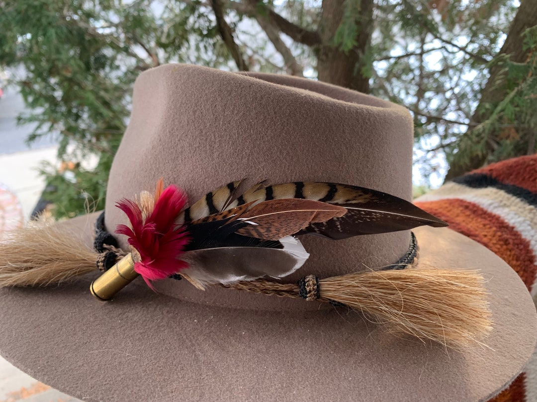 Ladies Western Fedora Hat Feather Western Feather Fedora Hat Etsy