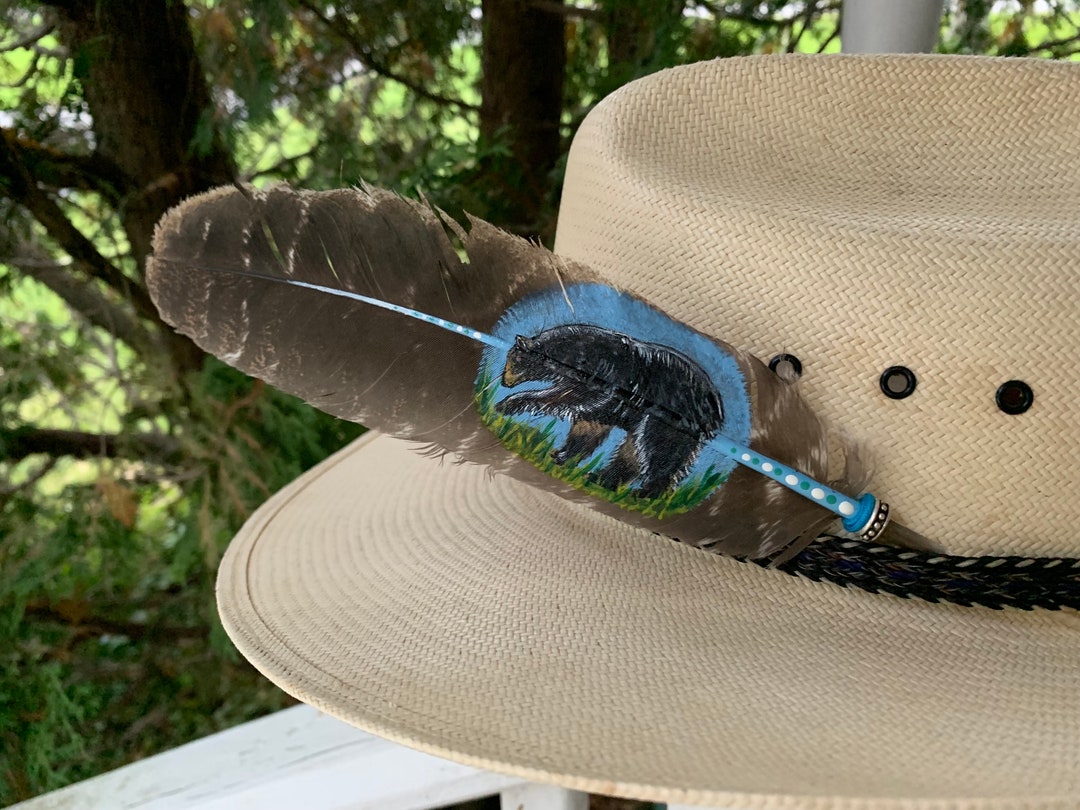 Cowboy Hat Feather Western Hat Feather Hand Painted Hat Etsy