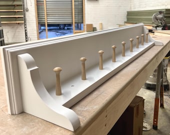 Handcrafted Shaker Peg Shelf: MDF, Ready to Paint