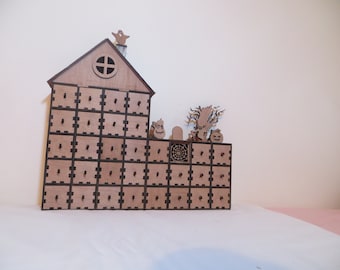 Blank Haunted house Halloween advent countdown calendar wooden draws heirloom 3D ready for Decorating