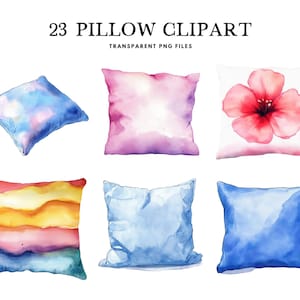 Watercolor Pillow Clipart, Png Bundle, Cushion Clip Art, Vintage Illustration, Cozy Design, Boho, Bedroom Living Room Decor Digital Download