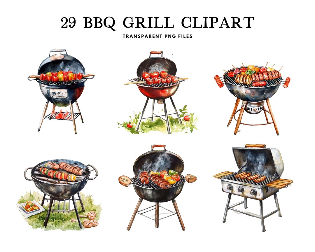 Watercolor Bbq Grill Clipart, Bbq Grill Png Bundle, Bbq Clip Art, Grill  Illustration, Barbecue Design, Cooking, Instant Digital Download - Etsy, image size:1080x864