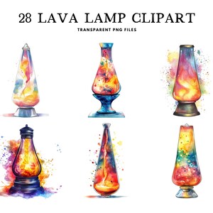 Watercolor Lava Lamp Clipart, Png Bundle, Clip Art, Illustration, Cozy Design, Boho, Lighting, Light, Decor, Instant Digital Download
