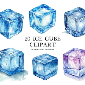 Aquarell Eiswürfel Clipart Bundle, Eiswürfel Png, Eiswürfel Cooles Getränk Clip Art, Getränkeillustration, Sommerdesign, Getränkdekoration
