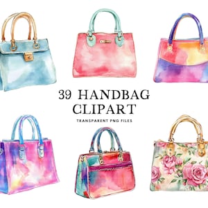 Aquarell Handtasche Clipart Bundle, Handtasche Png, Clip Art, High Fashion Illustration, Luxus Design, schick, stilvoll, elegant
