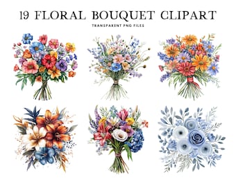 Ramo floral de acuarela, clipart, paquete PNG, clip art, ilustración, diseño floral, uso comercial gratuito, descarga digital instantánea