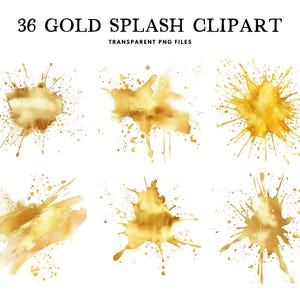 Watercolor Gold Splash Clipart, Png Bundle, Clip Art, Illustration, Ink Design, Ink Mark, Ink Drop, Commercial Use, Instant Digital Download