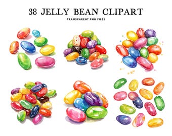 Aquarell Jelly Bean Clipart, Png-Bundle, Candy Clip Art, Illustration, Design, kostenlose kommerzielle Nutzung, sofort digitaler Download
