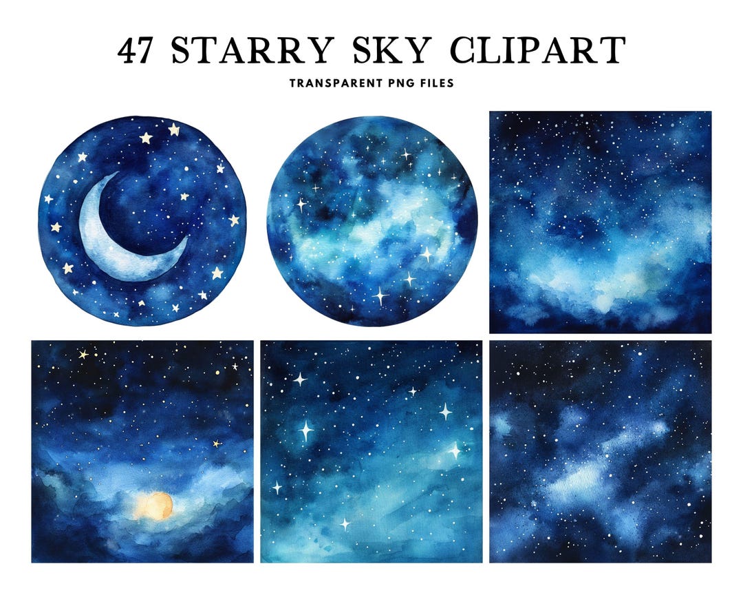 Watercolor Starry Sky Clipart, Png Bundle, Clip Art, Illustration, Night  Design, Midnight, Landscape, Space, Galaxy, Cosmic Digital Download - Etsy  ..., image size:1080x864