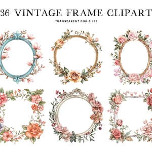 Watercolor Vintage Frame Clipart, Png Bundle, Clip Art, Antique Illustration, Elegant Design, Ornate, Retro, Commercial Use Digital Download