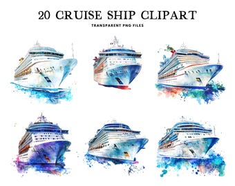 Watercolor Cruise Ship Clipart Bundle, Cruise Ship Png, Ship Clip Art, Nautical  Illustration, Ocean Design, Sea, Instant Digital Download