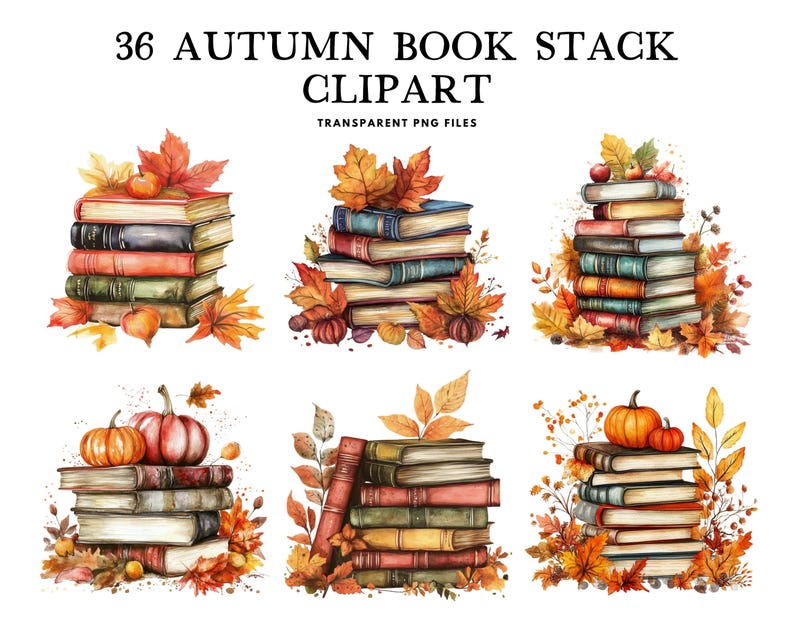 Autumn Book Stack Clipart