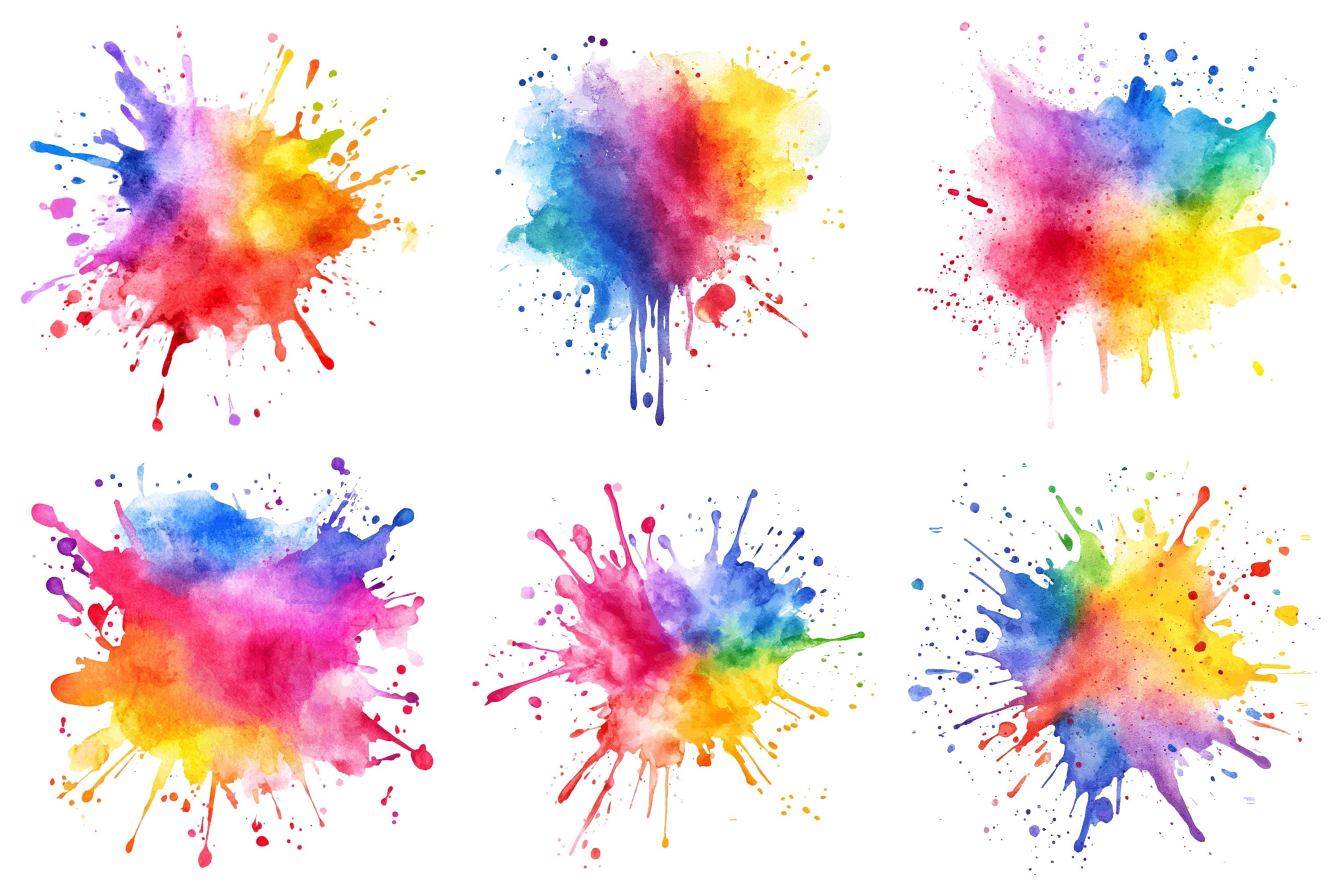 Watercolor Colorful Splash Clipart Bundle, Colorful Splash Png ...