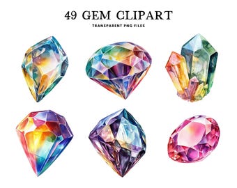 宝石クリップアート、デジタル宝石、水彩宝石、宝石クリップアート