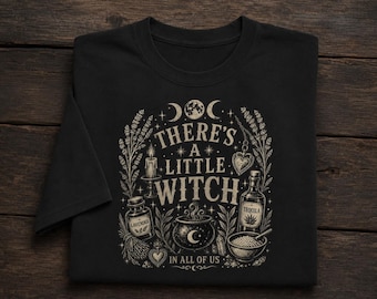 Er schuilt een kleine heks in ons allemaal PNG Praktische magie Witchcore Heksenachtige spullen Whimsigoth Digitale download, Halloween sublimatiebestanden