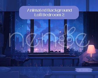 Animated Lofi Bedroom Background 2 with Rain - Lofi/Background, Seamless Loop, suitable for VTubers/ Streamers