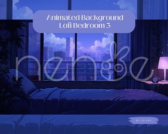 Animated Lofi Bedroom Background 3 with Rain - Lofi/Background, Seamless Loop, suitable for VTubers/ Streamers