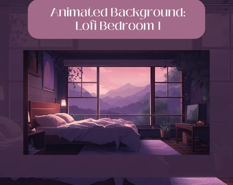Animated Lofi Bedroom Background with Rain - Lofi/Background, Seamless Loop, suitable for VTubers/ Streamers