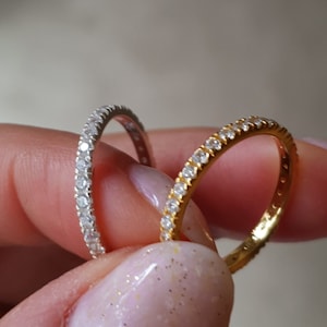 Silver minimal eternity ring, CZ sterling silver ring, Silver cz ring, Eternity ring, Sterling silver cz ring, Dainty cz ring, Minimal ring