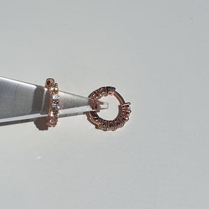 Sterling silver eternity huggie, Cz earring, cubic hoop earring, Dainty cz earring, Minimal earring, Rose gold hoop earring