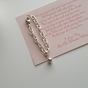Sterling silver chunky chain bracelet, Bold chain bracelet, Sphere charm bracelet, Sterling silver bracelet, Daily silver bracelet