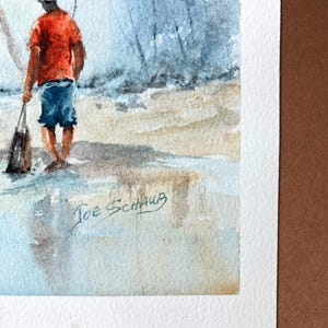 Original Watercolor Painting: Shoreline Fishing Under Palms – Coastal Beach Art bild 4