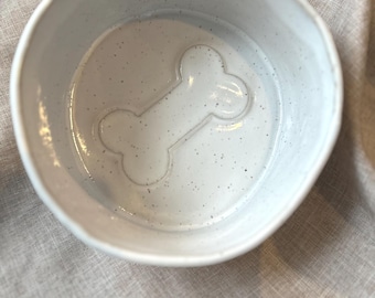 Handgemachte Keramik Hundeschüssel, NUR Essen: Steinzeug Haustierschüssel, große Größe, Weiß