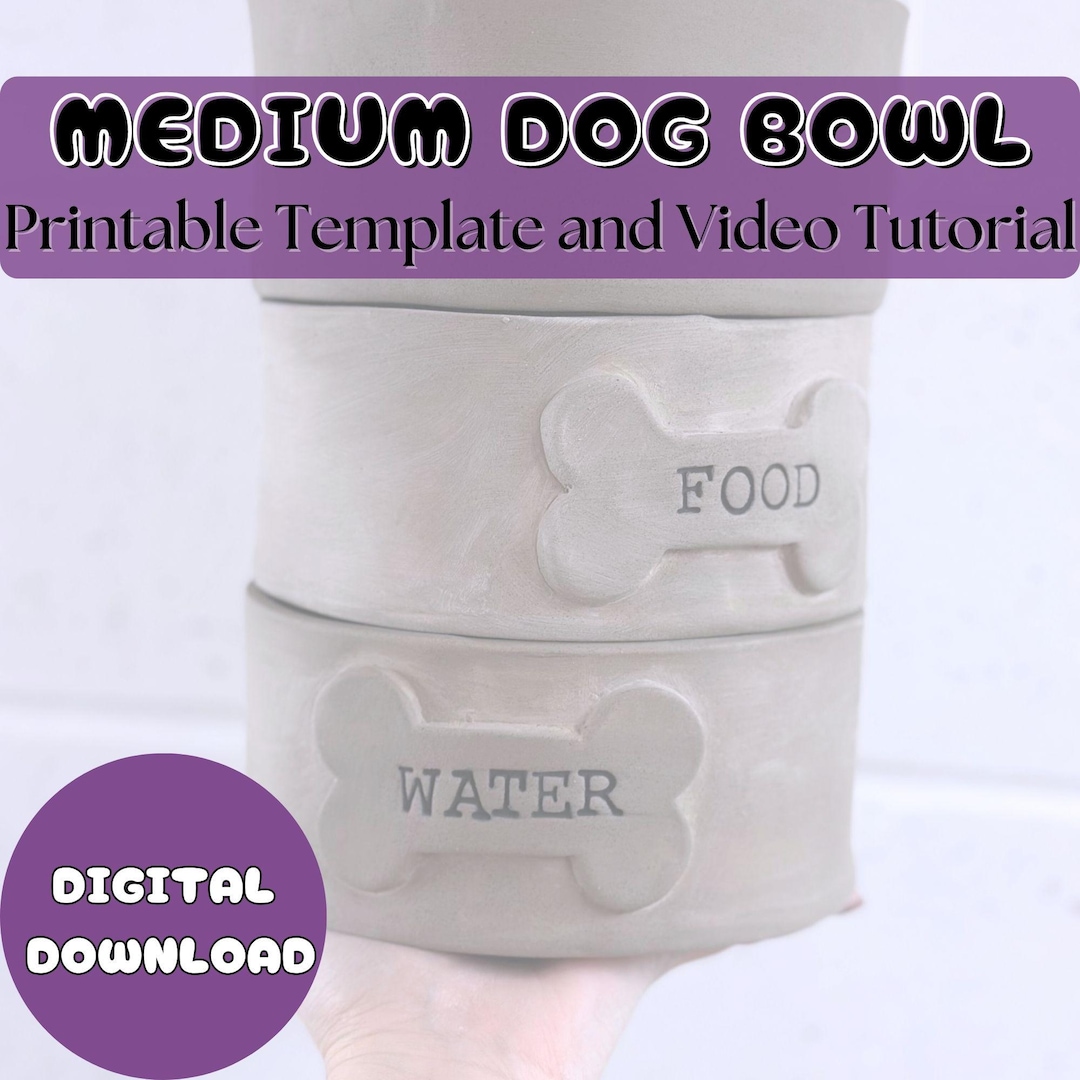 Dog Bowl Pattern Medium Pottery Dog Bowl Template | Printable Slab Building PDF - Etsy