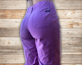 Vintage Bonjour High Waisted Purple Pants Women’s 27”W, 80’s 90’s Fashion Clothing, Lightweight Fabric Retro Clothing