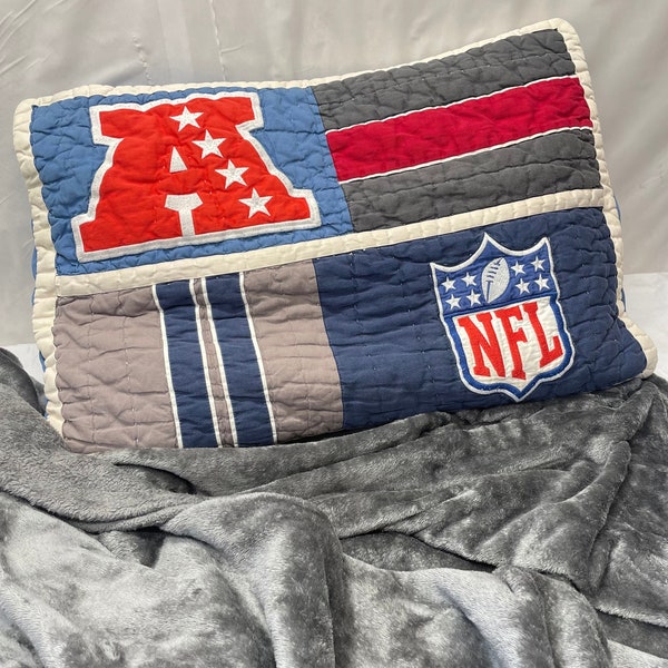 NFL Quilted Pillow Sham / Football / Unique Gifts / Vintage Home Decor / Bedding / AFC / Cottage - Cabin - Athletic / 90s - Y2K Pillow Case