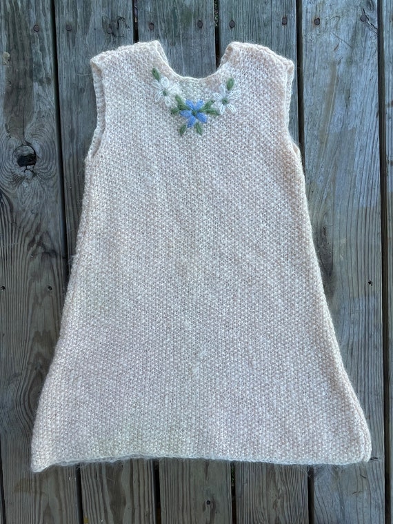 Handmade SM/Med Vintage Knit Cream Color Dress, C… - image 6