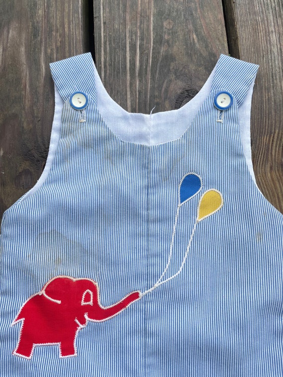 Vintage Alexis Striped 12 MO Overalls, Elephant w… - image 6