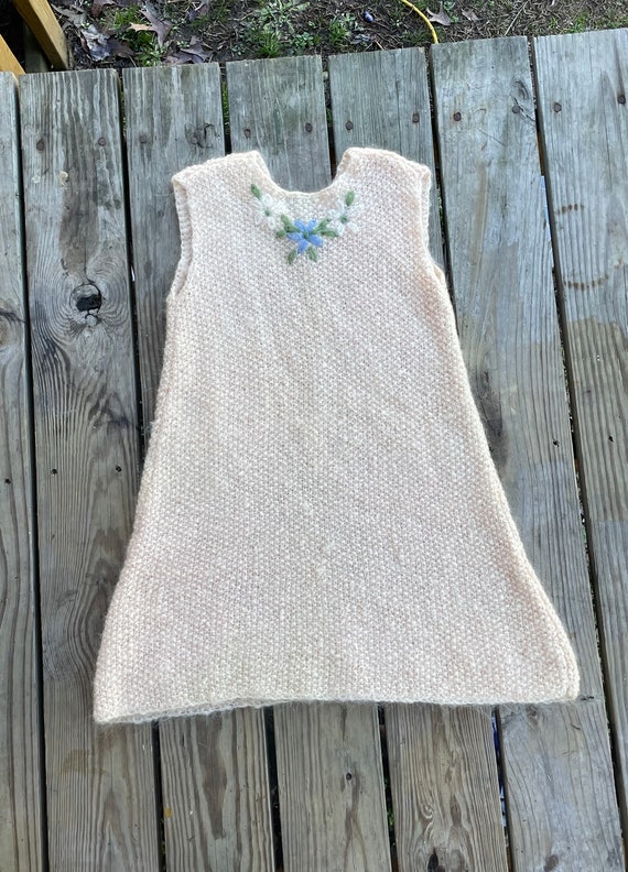 Handmade SM/Med Vintage Knit Cream Color Dress, C… - image 5