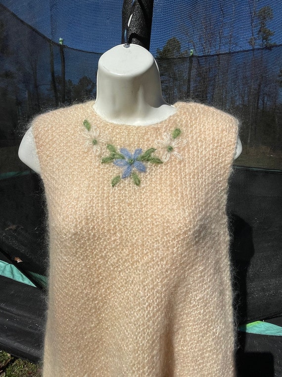 Handmade SM/Med Vintage Knit Cream Color Dress, C… - image 3