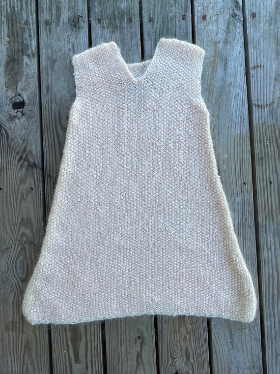 Handmade SM/Med Vintage Knit Cream Color Dress, C… - image 7