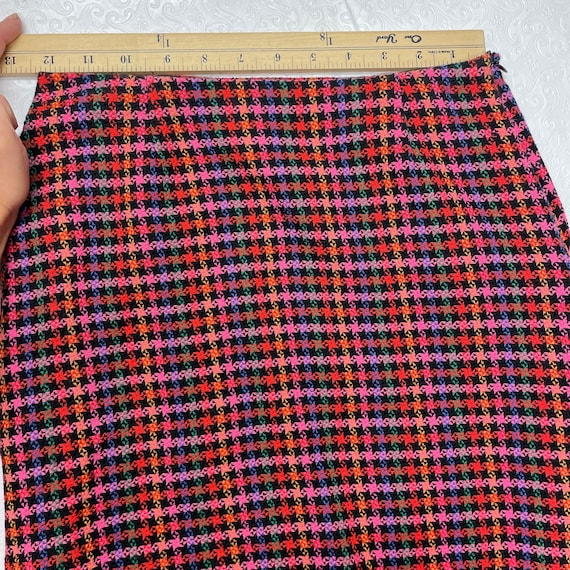 90's Vintage Colorful Houndstooth Plaid High Wais… - image 5